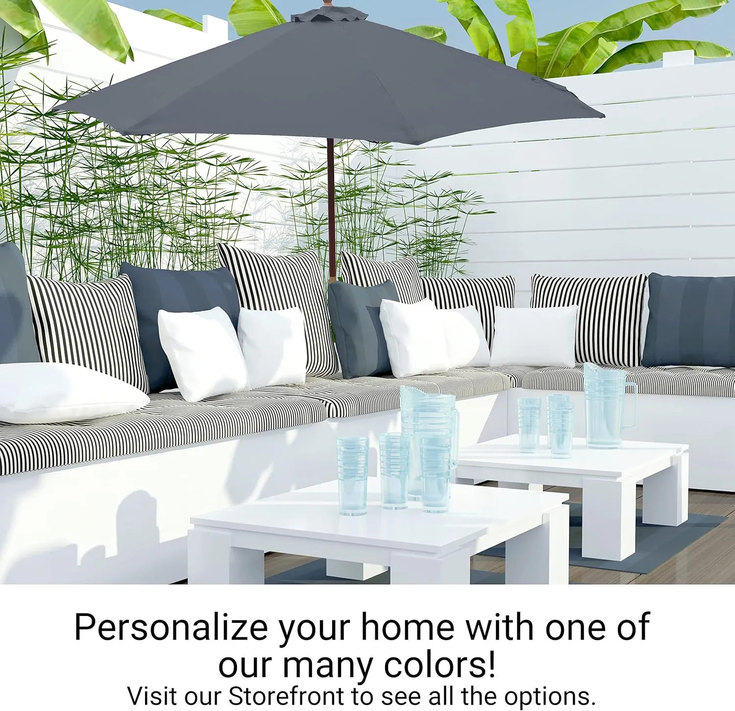 Formosa Covers - 9ft Market Patio Umbrella Replacement Canopy - 8 Ribs Top Canvas - 300D UV Protective and Water Resistant Umbrella Fabric - Premium Quality Replacement Canopy Cover ONLY (Charcoal Grey)