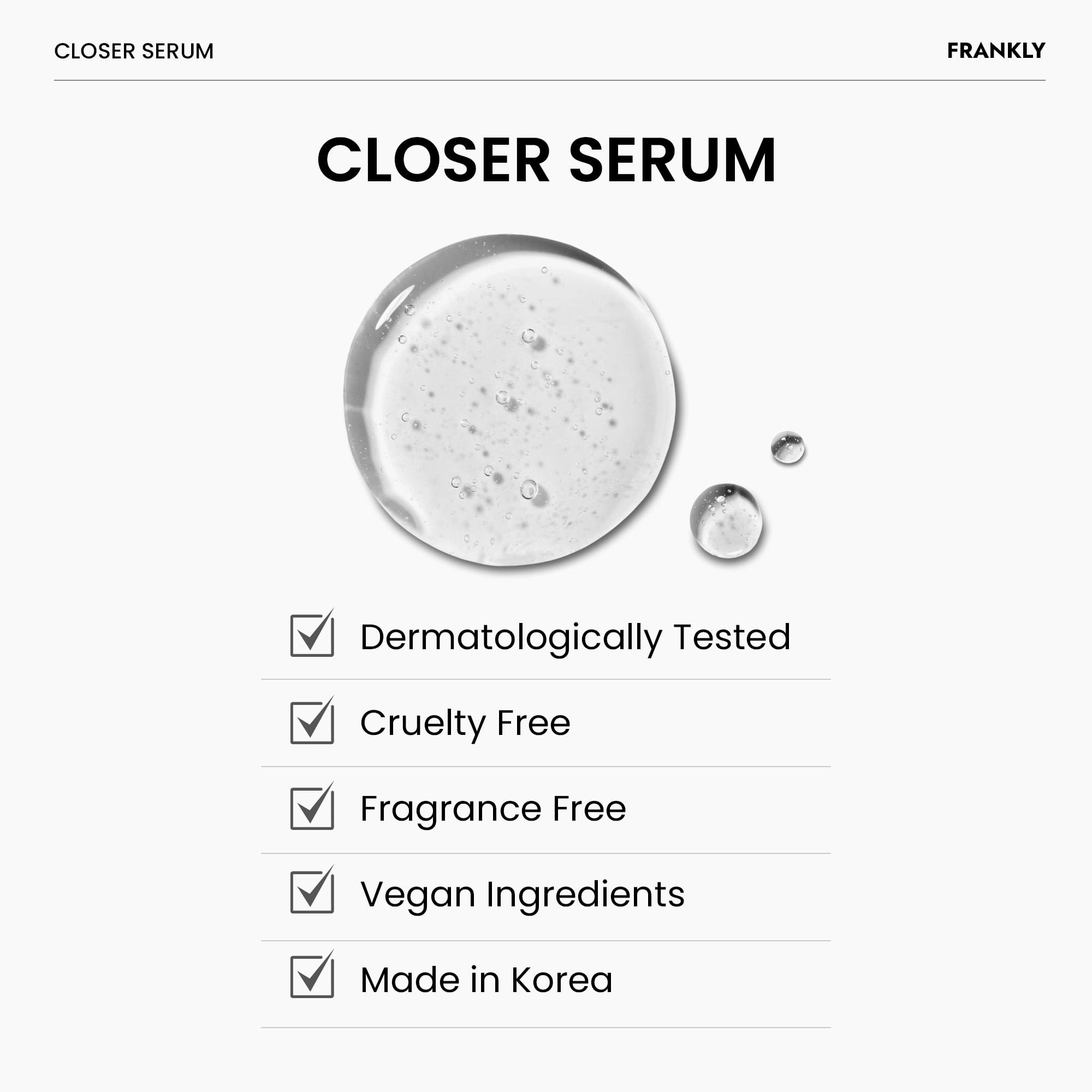 FRANKLY Closer Serum Jumbo | Pore Minimizer Serum | 9 Peptides, Vegan Collagen, Adenosine, PHA | Korean Pore Minimizer for Glass Skin, Anti-Aging, Hydration, Elasticity | 2.03 fl oz