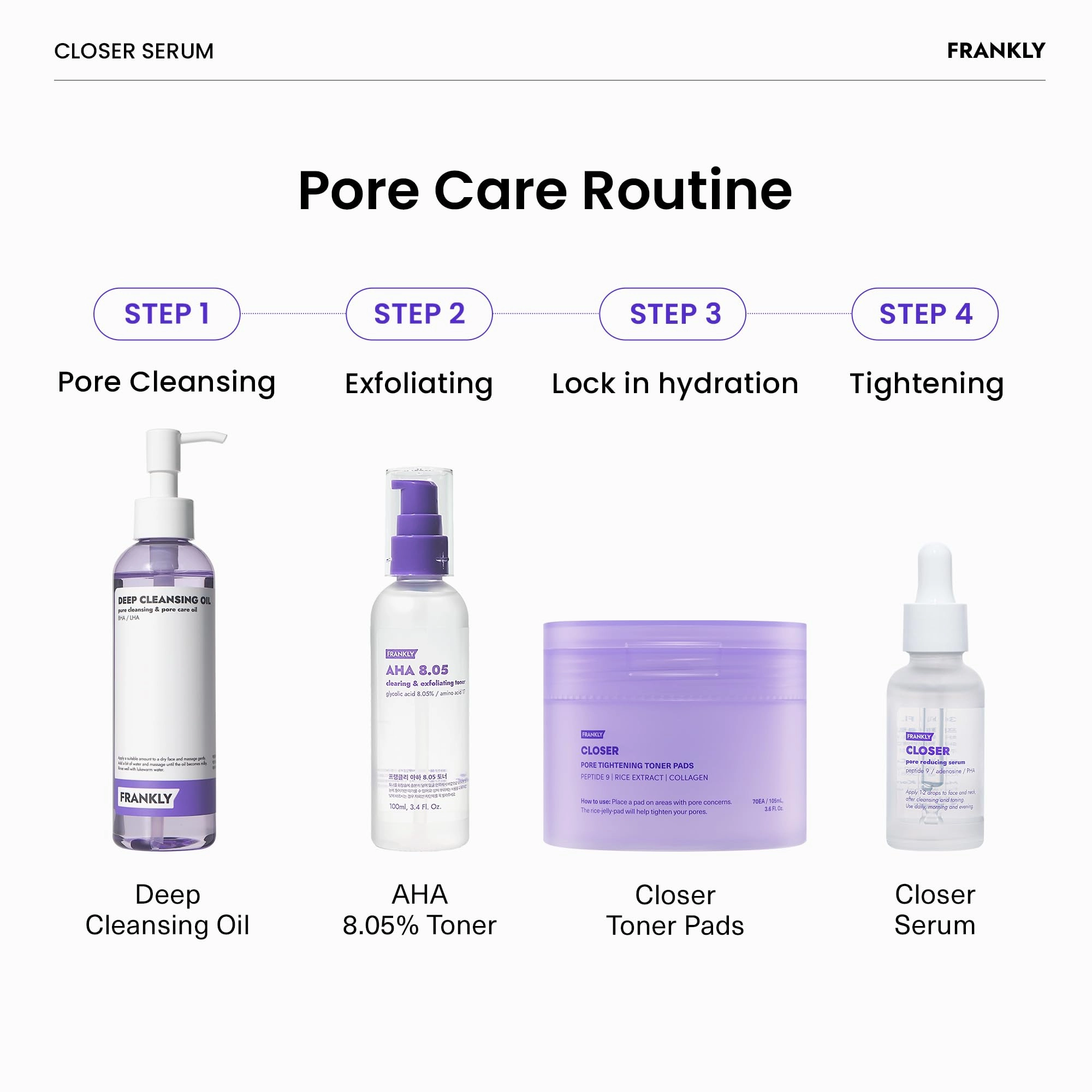 FRANKLY Closer Serum Jumbo | Pore Minimizer Serum | 9 Peptides, Vegan Collagen, Adenosine, PHA | Korean Pore Minimizer for Glass Skin, Anti-Aging, Hydration, Elasticity | 2.03 fl oz
