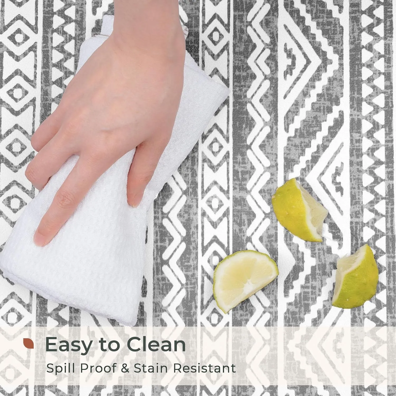 FRESHMINT Boho Kitchen Mat 0.47" Thick Anti-Fatigue Cushioned Kitchen Mats 17.3"x60" for Floor, Long Waterproof Non Slip Comfort Standing Mat Kitchen Rug for Kitchen Decor Sink Office, Charcoal Gray