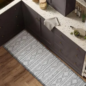 FRESHMINT Boho Kitchen Mat 0.47" Thick Anti-Fatigue Cushioned Kitchen Mats 17.3"x60" for Floor, Long Waterproof Non Slip Comfort Standing Mat Kitchen Rug for Kitchen Decor Sink Office, Charcoal Gray