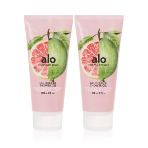 Fruits & Passion [ALO] - Grapefruit Guava Shower Gel Body Wash (2-Pack), Moisturizing Coconut Oil Formula Natural Vegan, Cruelty-Free Hydrating Soap for Men, Women, & Sensitive Healthy Skin (13.5 oz)
