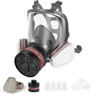 Full Face Respirator Gas Mask - Anti-fog Reusable Respirator Mask for Painting, Chemical, Polishing, Welding