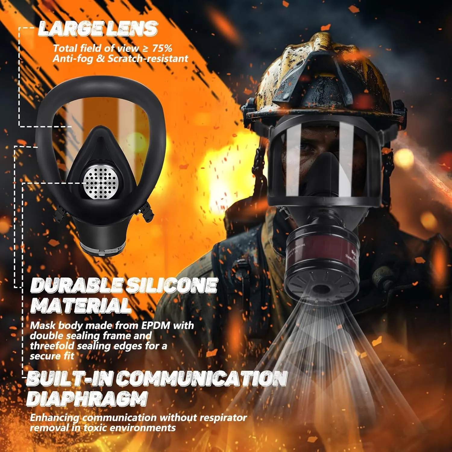 Gas Masks Survival Nuclear and Chemical: Full Face Respirator Mask with Filters 40mm Activated Carbon Charcoal Filter Canister Military Grade for Dust Painting Chemical Mechanical Polishing Welding