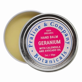 Geranium Hand Balm - Hydrating Hand Moisturizer for Chapped, Dry Hands - Organic & Plant-Based Hand Care - Handmade Salve Ointment with Palmarosa, Sage, Calendula Flowers & Avocado Oil - 2oz