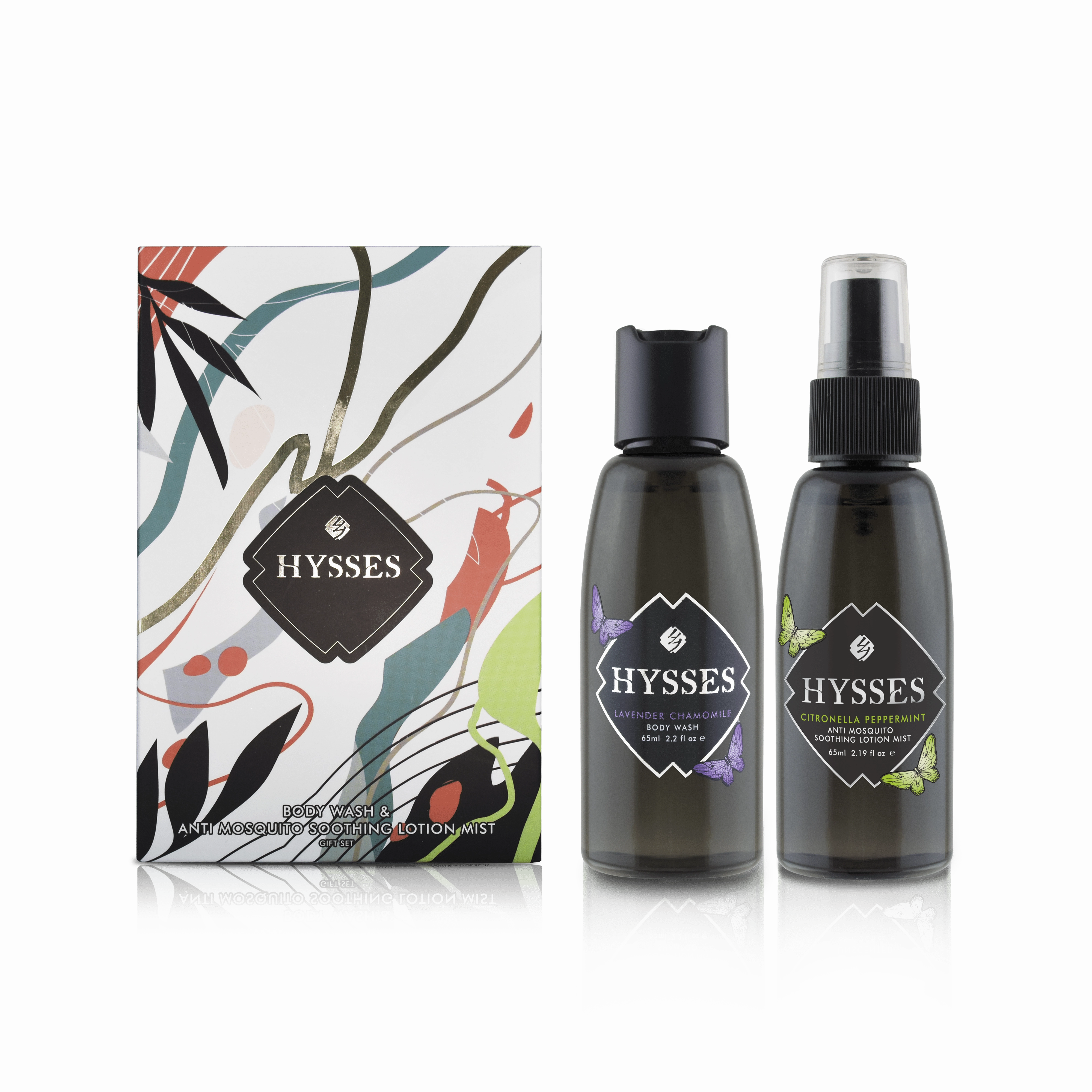 Gift Set Of 2, Body Wash Lavender Chamomile & Anti Mosquito Lotion Soothing Mist, 65ml