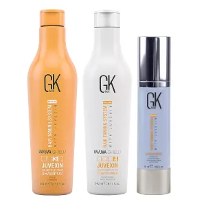 Global Keratin GK HAIR Shield Shampoo and Conditioner Duo (240ml/ 8.11 fl. oz) | Cashmere Hair Smoothing Cream (50ml/ 1.69 fl. oz)