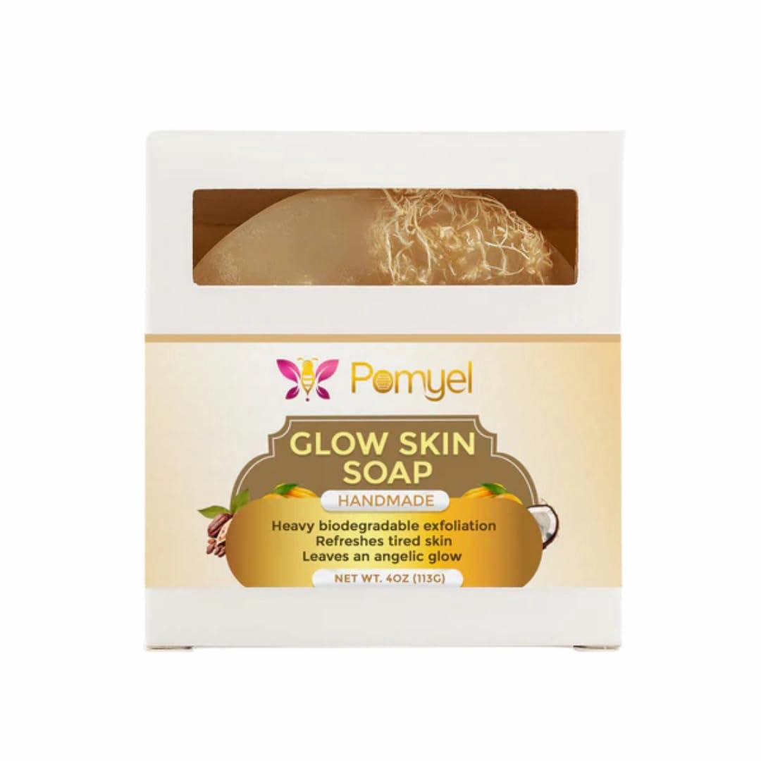Glow Skin Soap - exfoliating & moisturizing soap with Natural Luffa, Shea Butter, Cocoa Butter, Mango Butter and Tea Tree Oil Cleanses & Refreshes Skin, Natural Skincare, Hydrating Soap - 4 Oz