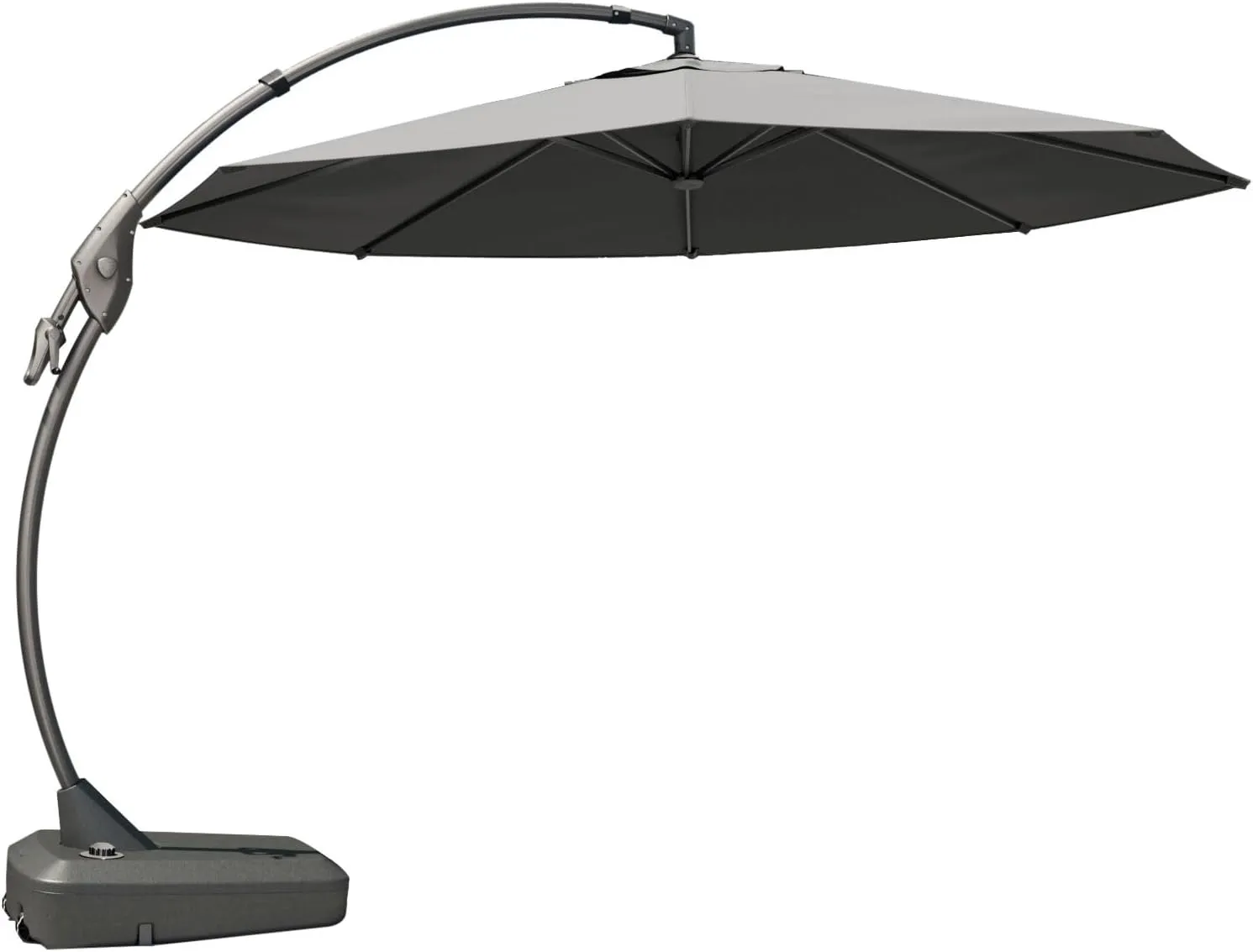 Grand patio 12' Sunbrella Cantilever Umbrella with Base Round Aluminum Offset Umbrella Outdoor Shade with Tilt Adjustment (Charcoal, 12 FT-SUNBRELLA)