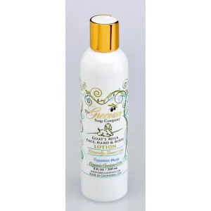 Grecian Organic Goat Milk Lotion for Women Egyptian Musk Scent - Luxurious, Nourishing & Hydrating, 81% Organic with Aloe, Coconut Oil, Honey