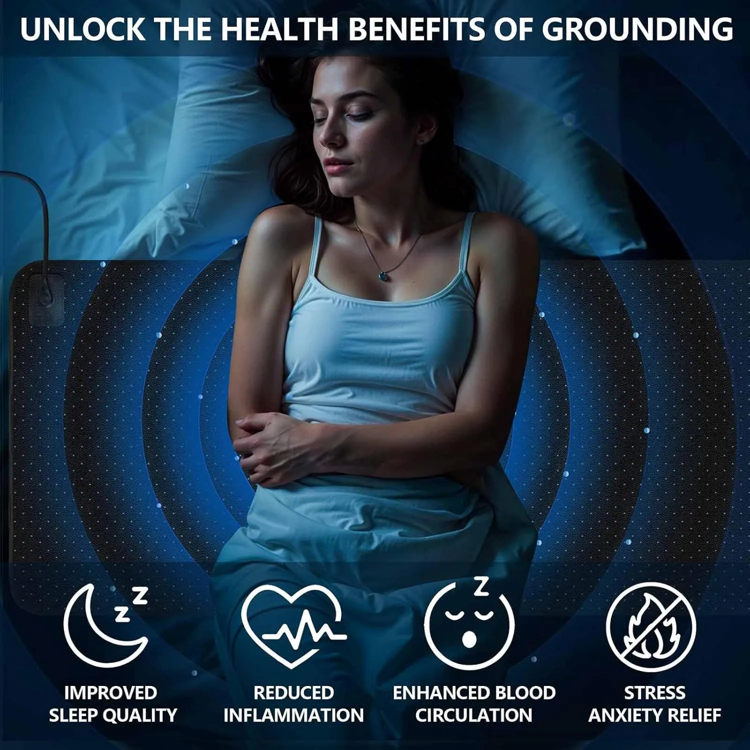 Grounding Mat for Bed, Grounding Pad for Sleeping, Tear-Resistant PU Leather Grounding Mattress with Cord (27"x76", King, Charcoal)