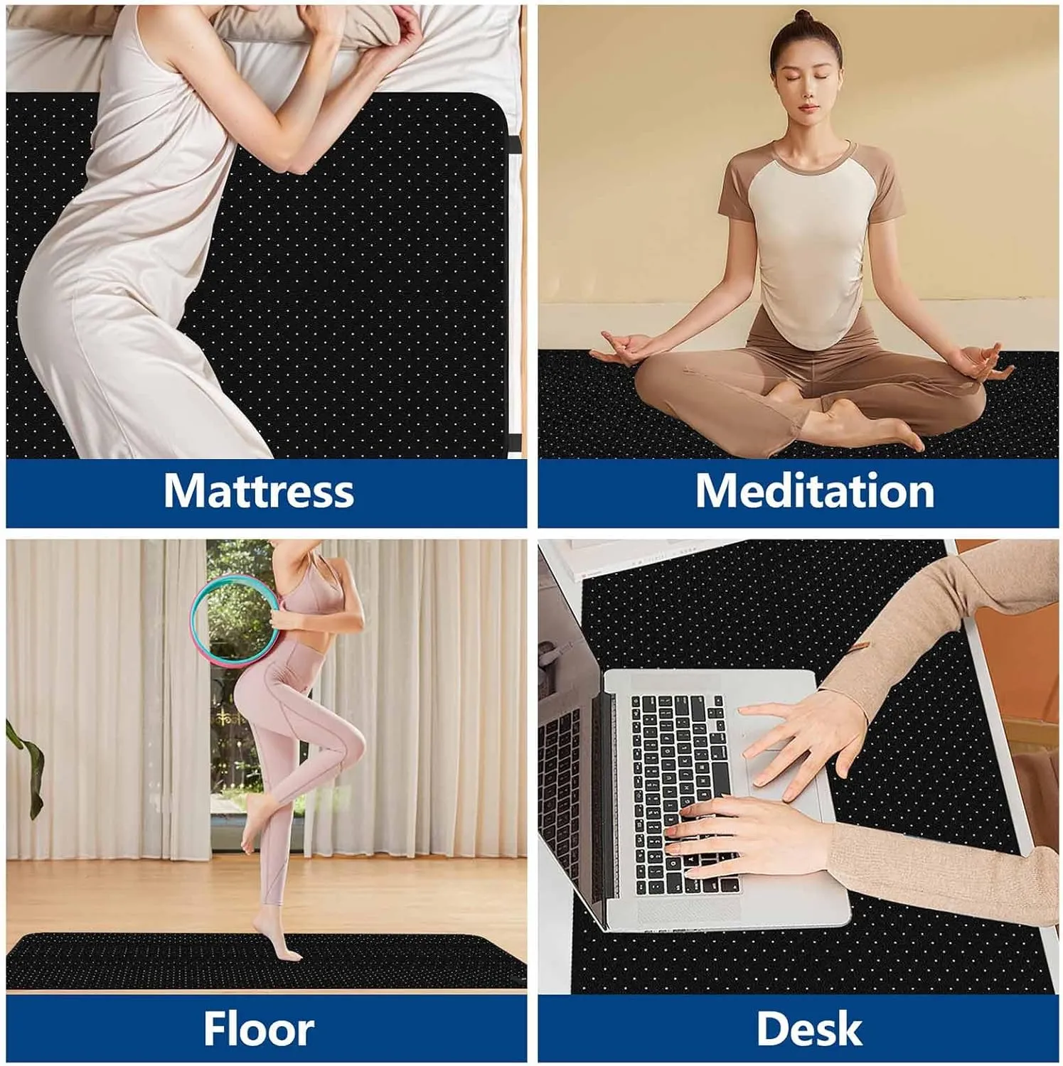 Grounding Mat for Bed, Grounding Pad for Sleeping, Tear-Resistant PU Leather Grounding Mattress with Cord (27"x76", King, Charcoal)