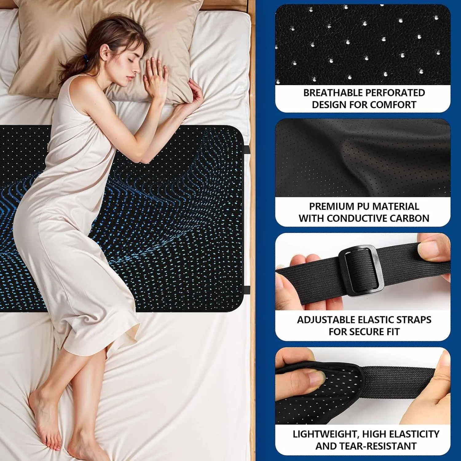 Grounding Mat for Bed, Grounding Pad for Sleeping, Tear-Resistant PU Leather Grounding Mattress with Cord (27"x76", King, Charcoal)