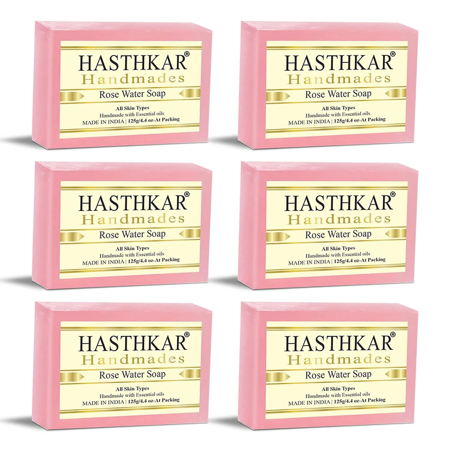 Handmades Glycerine Natural Rose Water Soap Bathing Bar, For Skin Moisturisation, Ideal For All Skin Types Men & Women125 g (Pack of 6) Light Pink