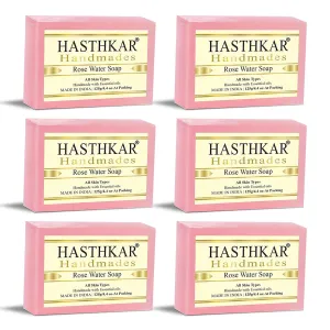 Handmades Glycerine Natural Rose Water Soap Bathing Bar, For Skin Moisturisation, Ideal For All Skin Types Men & Women125 g (Pack of 6) Light Pink