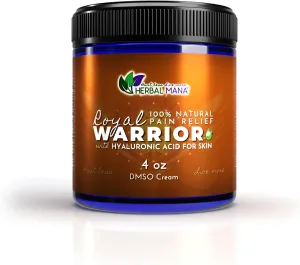 Herbal Mana Royal Warrior - 99.9% Pure DMSO Cream, Magnesium & Frankincense Essential Oil - Organic MSM Muscle & Foot Relaxer, Skin Vitality, Nerve & Neck Relief Massage Cream