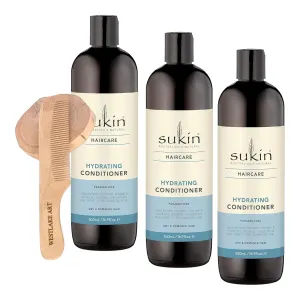 Hydrating Conditioner For Women With Dry Hair, 500ml - Nourishing Dry Hair Conditioner, Includes Wooden Comb, Hair Conditioner For Dry Hair, Detangles & Strengthens [Pack Of 3]