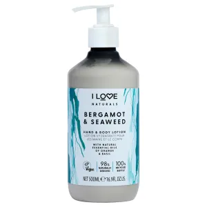 I Love Naturals Bergamot and Seaweed Hand and Body Lotion - Moisturizing Lotion for Dry Skin - Coconut Oil and Shea Butter Lotion - 16.9 oz