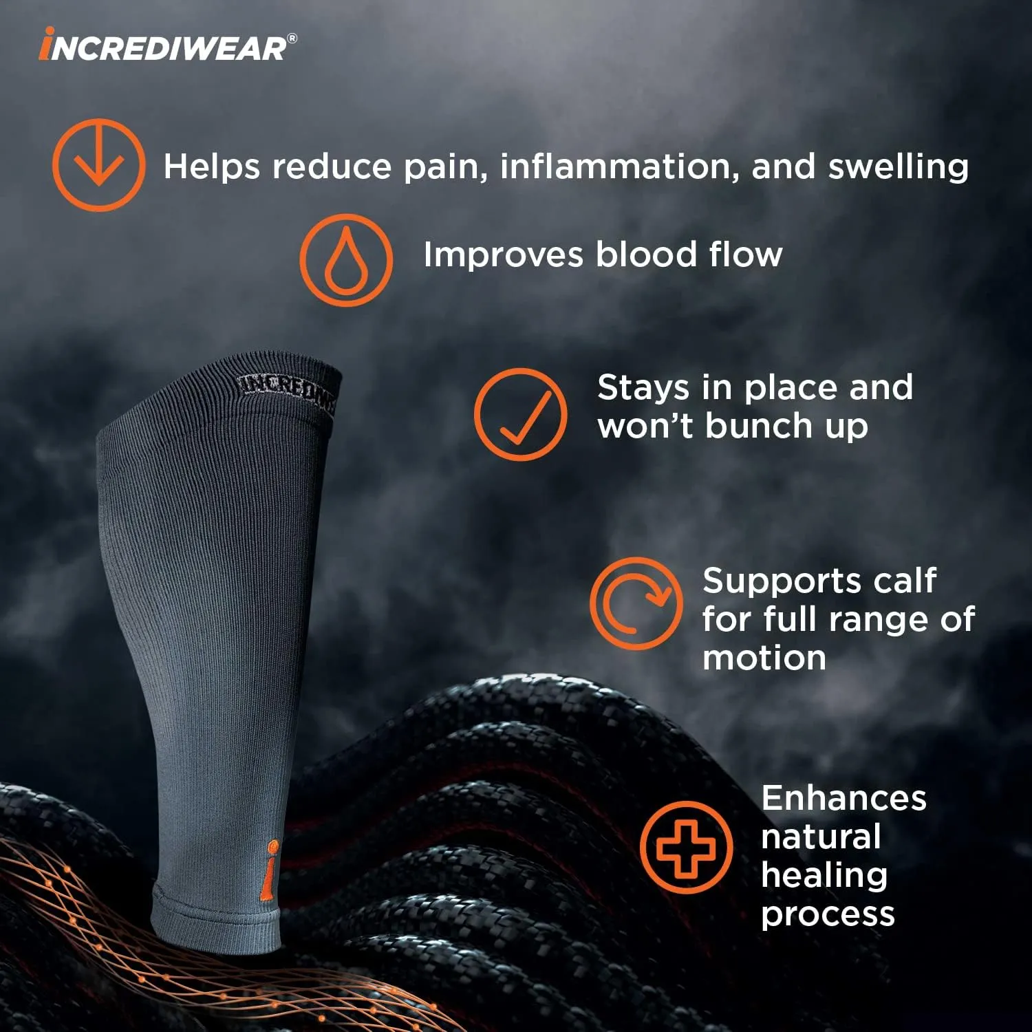 Incrediwear Calf Sleeve - Calf Sleeves for Men and Women to Help with Muscle Pain Relief, Shin Splints, and Muscle Recovery (Charcoal, S/M)