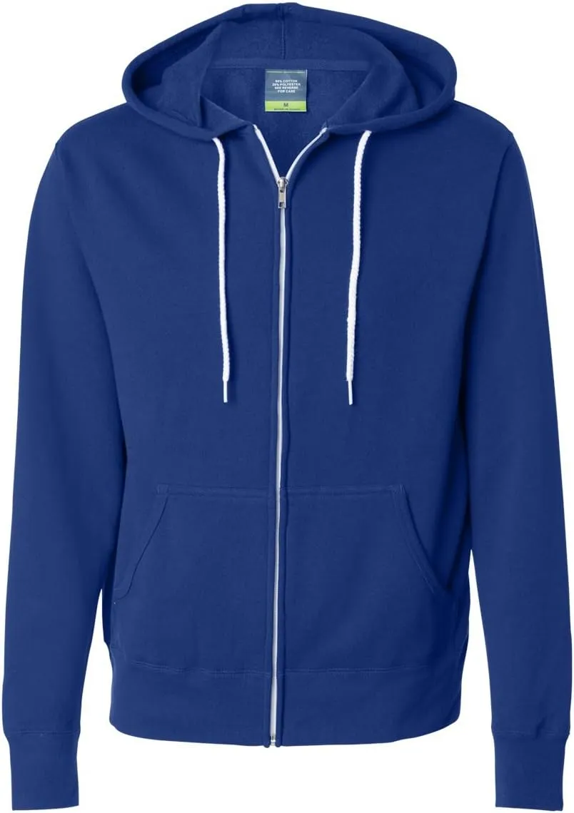 Independent Trading Co. Unisex Full Zip Hooded Sweatshirt, Cobalt, Large