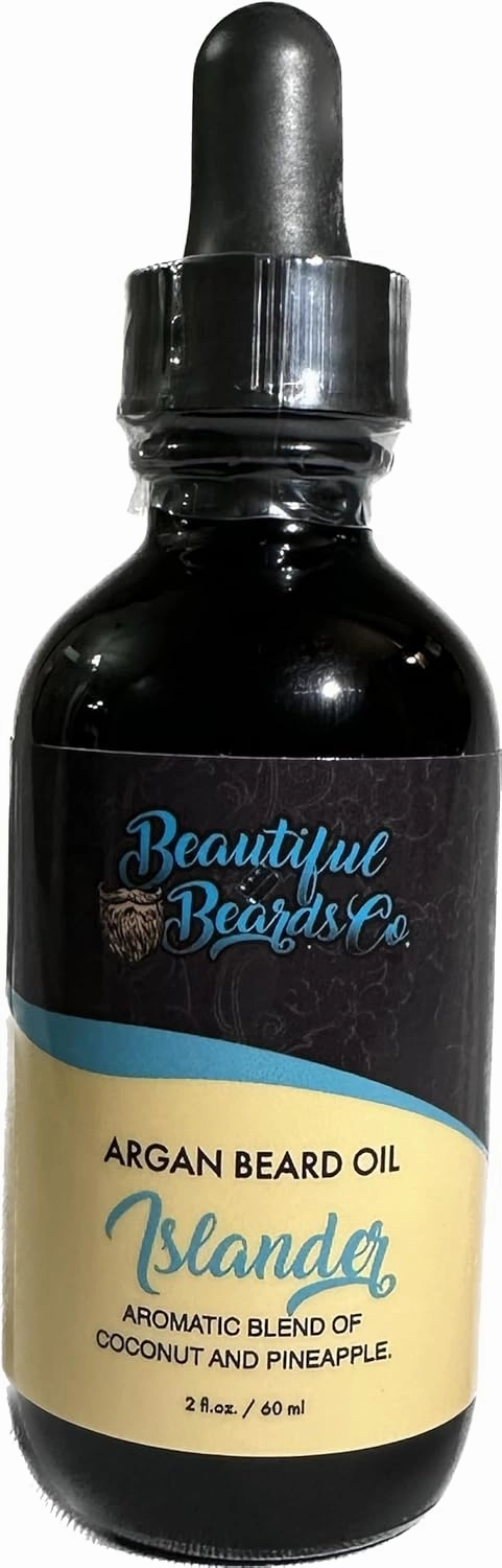 Islander Beard Oil - Mens Natural Beard Oil with Argan and Jojoba Oil - Strengthens and Moisturizes (2oz, Islander - Coconut, Pineapple)