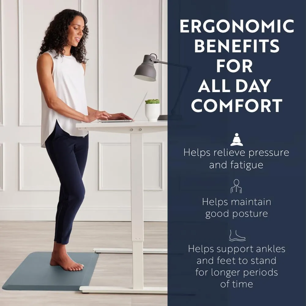 KANGAROO Thick Ergonomic Anti Fatigue Mats for Kitchen Floor, 70x24 Runner, Cushioned Standing Office Desk Mat, Waterproof Scratch Resistant Topside, Supportive Comfort Padded Foam Rugs, Charcoal