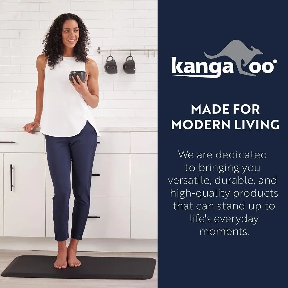 KANGAROO Thick Ergonomic Anti Fatigue Mats for Kitchen Floor, 70x24 Runner, Cushioned Standing Office Desk Mat, Waterproof Scratch Resistant Topside, Supportive Comfort Padded Foam Rugs, Charcoal