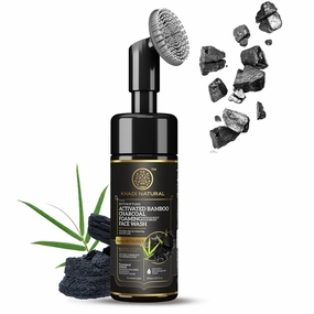 Khadi.../ Natural Activated Bamboo Charcoal Foaming Face Wash With In- Built Face Brush | Anti-Pollution | Face Wash for Removing Dead Skin Cells|Powered Botanics|150ml