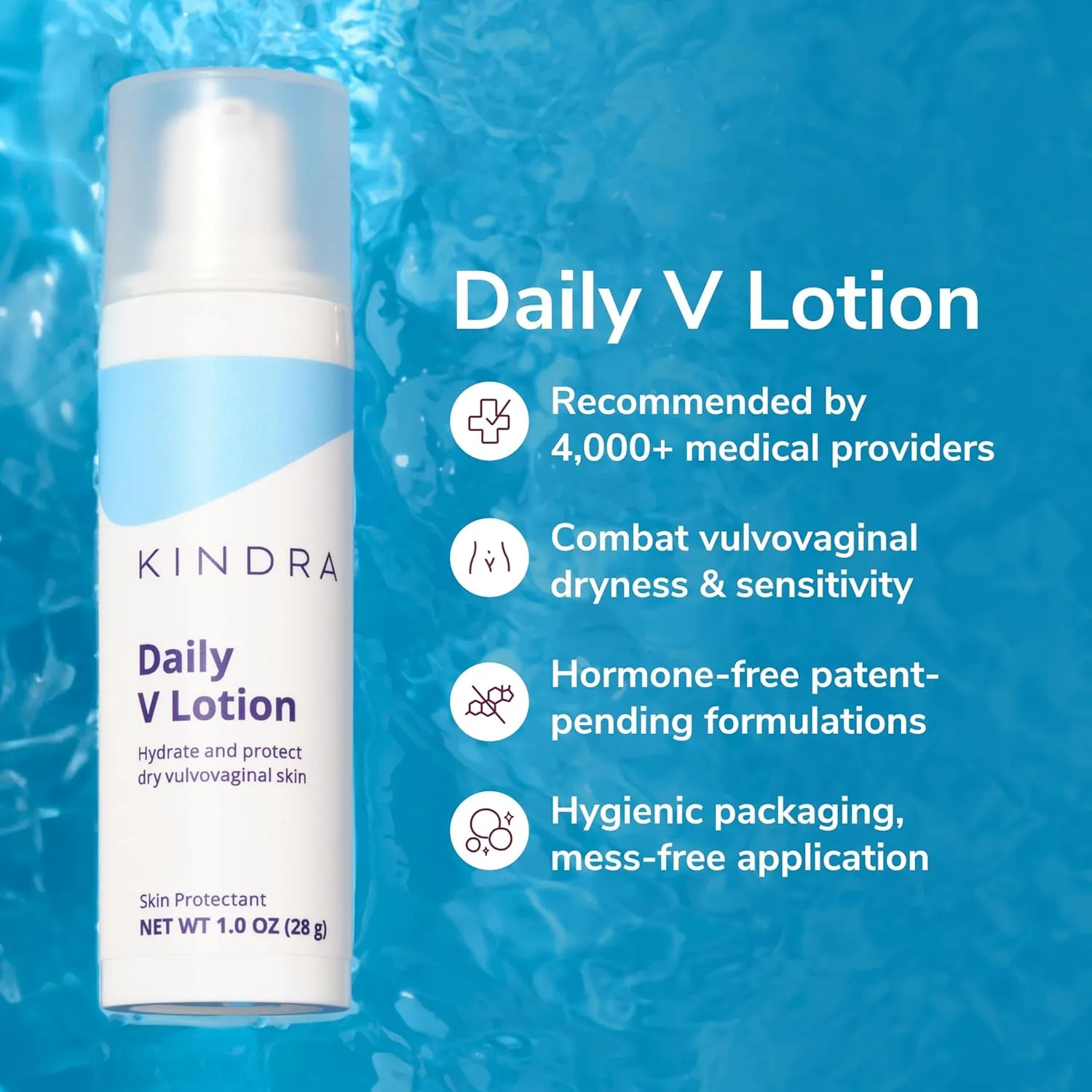 Kindra Daily V Moisturizer Lotion - FSA HSA Eligible Vaginal Cream For Vaginal Dryness And Discomfort - Hormone Free, Gyn Tested, pH-balanced, Doctor Recommended - 60 Applications