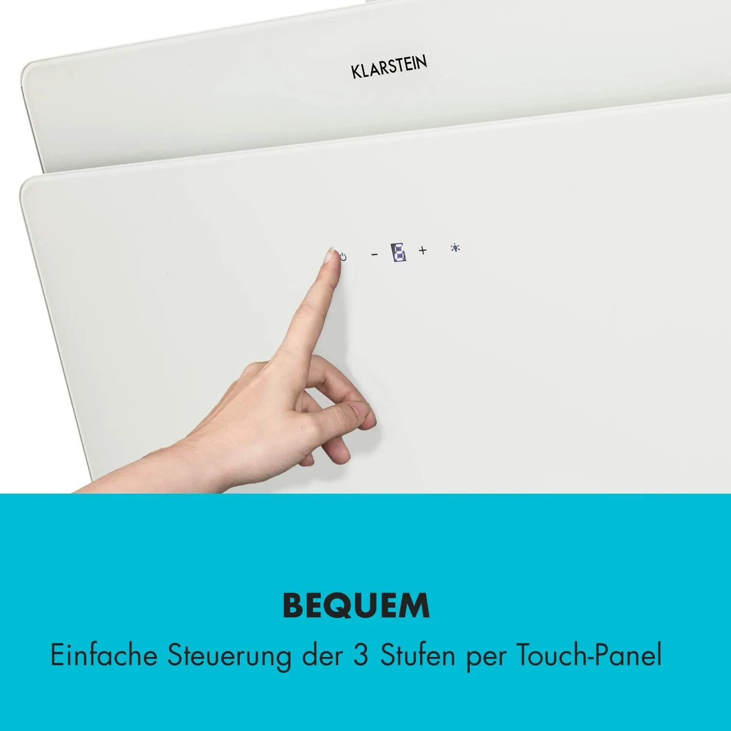 Klarstein Kitchen Extractor Hood, Wall with Filter, Aluminium Anti-Grease for Dishwasher, Air Flow 607m³/h, LEDs, Touch Controls