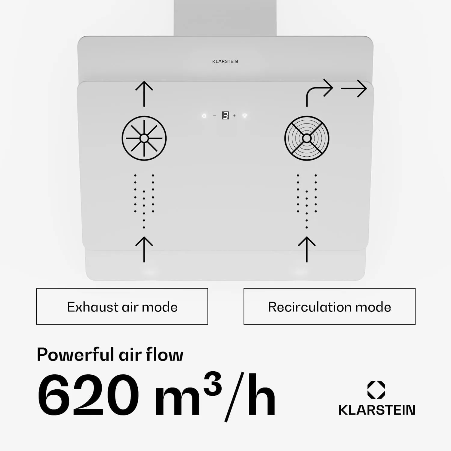 Klarstein Kitchen Extractor Hood, Wall with Filter, Aluminium Anti-Grease for Dishwasher, Air Flow 607m³/h, LEDs, Touch Controls