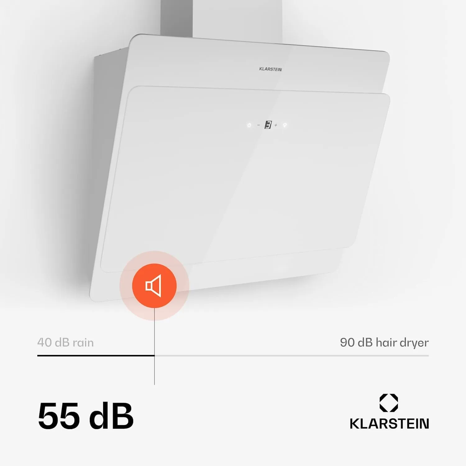 Klarstein Kitchen Extractor Hood, Wall with Filter, Aluminium Anti-Grease for Dishwasher, Air Flow 607m³/h, LEDs, Touch Controls