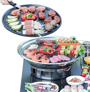 Korean Charcoal Grill 13.8 Inches Stainless Steel Tabletop BBQ Grill Stove Outdoor Camping Cooker, Tabletop Smoker Grill BBQ Grill for Patio Garden Backyard