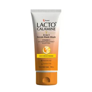 Lact'o Calamin'e 3-in-1 Vitamin C Face Scrub-Mask-Wash for Skin Brightening Effect | 100ml x 1 | Multi-action Vitamin C Face Wash, Face Scrub, Face Mask.