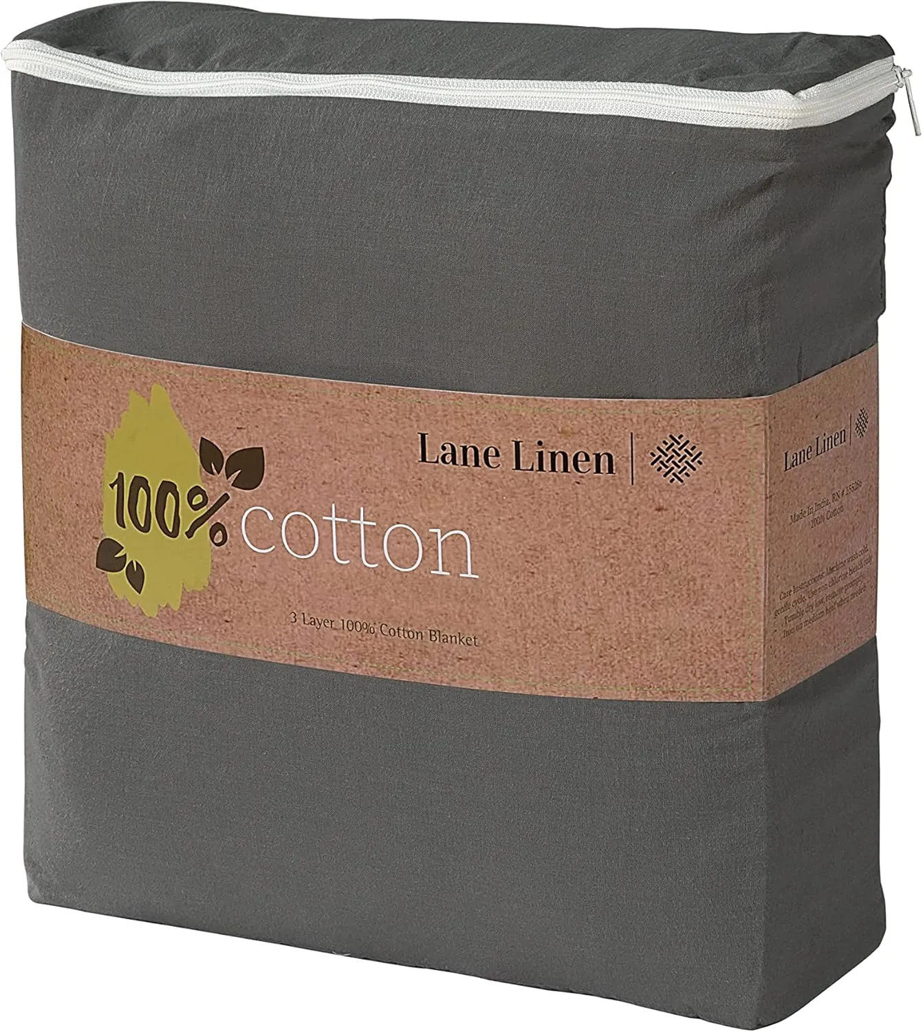 LANE LINEN 100% Cotton King Size Blanket - Cooling, Lightweight, Soft and Long-Lasting for Travel or Outdoor Relaxation, Also, Perfect for Guest Room or as a Camping Blanket - Charcoal