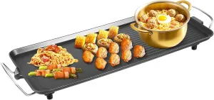 Large Electric Griddle Nonstick, 1500W Nonstick Grill with 5 Temperature Gears (32-482℉), Griddle Electric Tiltable Oil Drain, for BBQ, Picnics, Camping(26.77x11.02in)