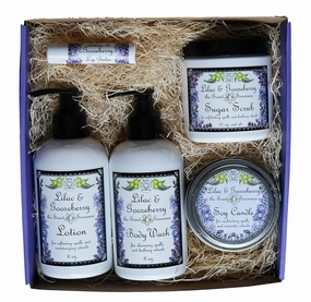 Lilac and Gooseberry Gift Box | Lotion, Body Wash, Scrub, Candle and Lip Balm | Full Size Products | In Box with Bow and Card | Yennefer Perfume Scent of a Sorceress by Bella Des Natural Beauty