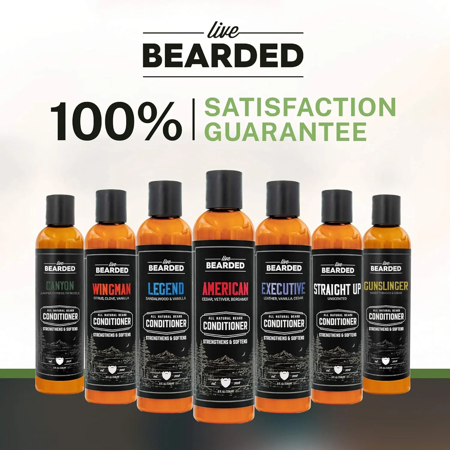 Live Bearded Beard Conditioner, 8 fl oz - Strengthens and Softens Facial Hair - Made in the USA - All-Natural Ingredients with Biotin, Caffeine | Tombstone Scent - Sweet Tobacco, Cedar