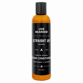 Live Bearded Beard Conditioner, 8 fl oz - Strengthens and Softens Facial Hair - Made in the USA - All-Natural Ingredients with Biotin, Caffeine | Straight Up Unscented - Fragrance-Free