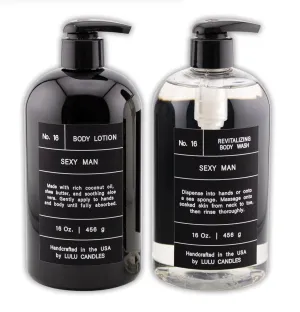 Lulu Candles, Sexy Man - Smells like Mens Cologne, Revitalizing Body Wash & Nourishing Body Lotion, 2-Piece Set, Full Size - 16 Fl Oz.