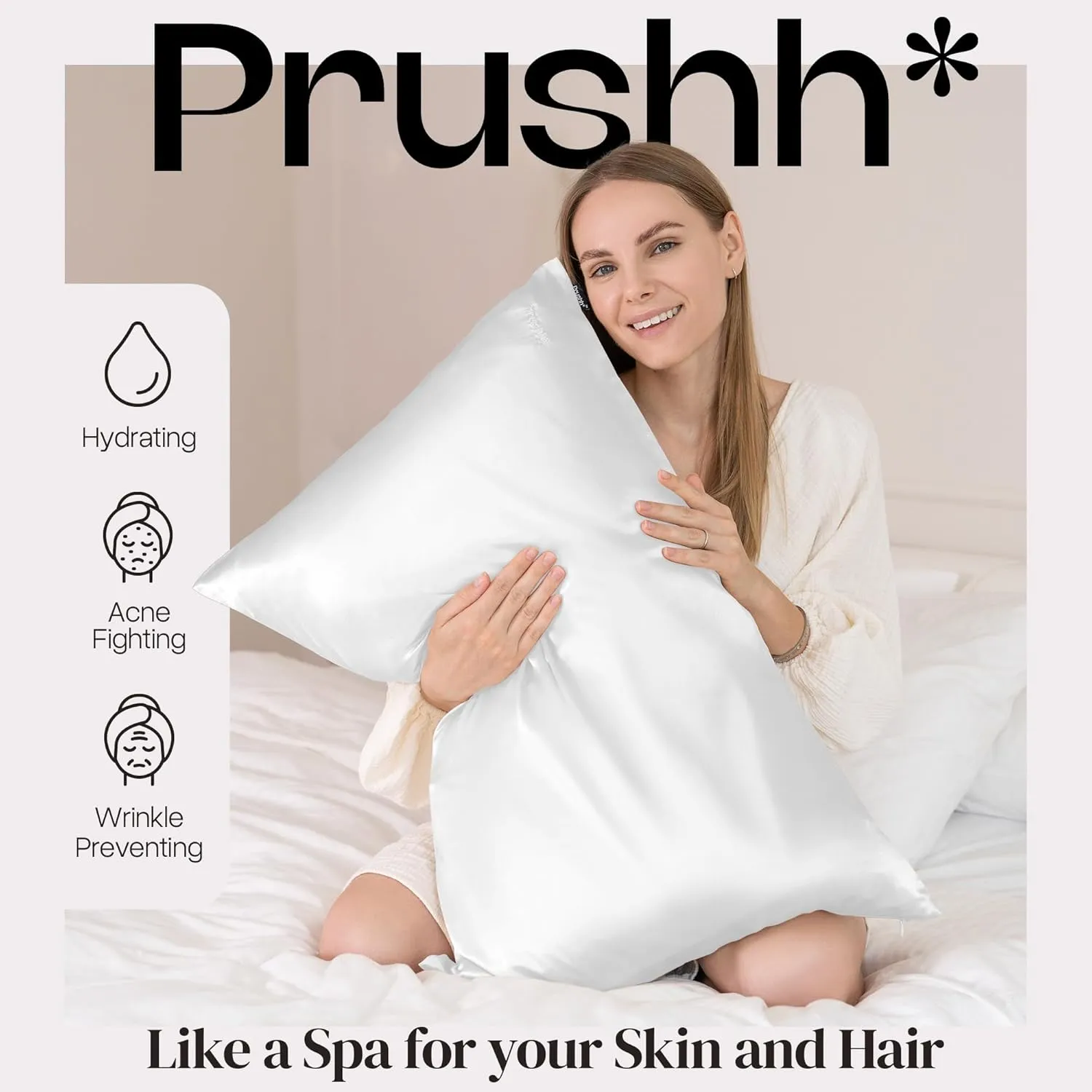 Luxury Silk Pillowcase - 100% Pure Mulberry Silk - 22 Momme 6A High-Grade Fibers - Silk Pillow Cover for Hair & Skin, Soft, Hidden Zipper, Anti-Acne (Ivory White, Standard (20'' x 26''))