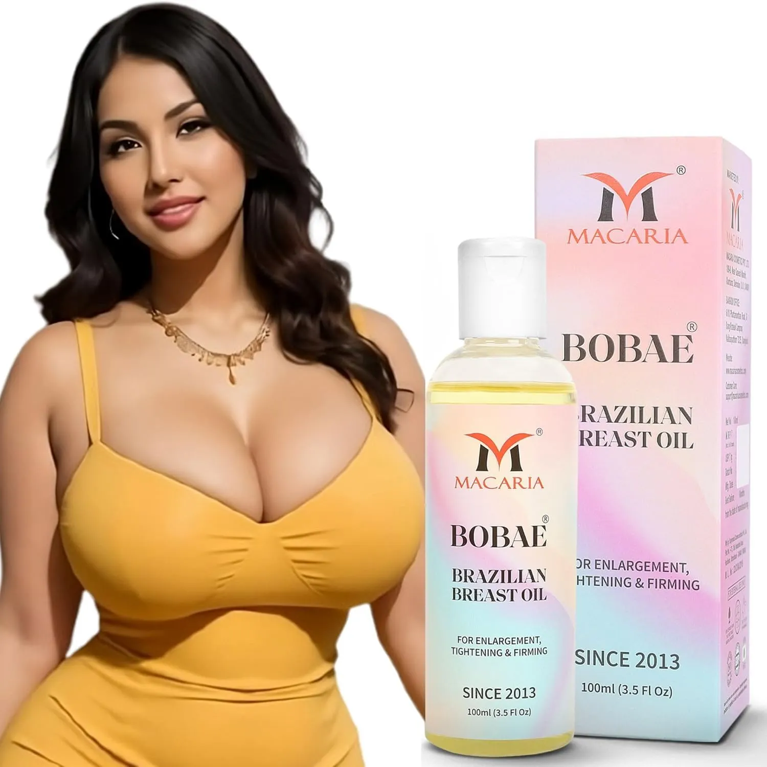 MACARIA Bobae Brazilian breast Oil firming | Bust Tightening Shape & Size up Toning Massage Oil Quick Lifting Firming Breast Enhancement Gel bigger Women enlargement Oil for quick larger growth