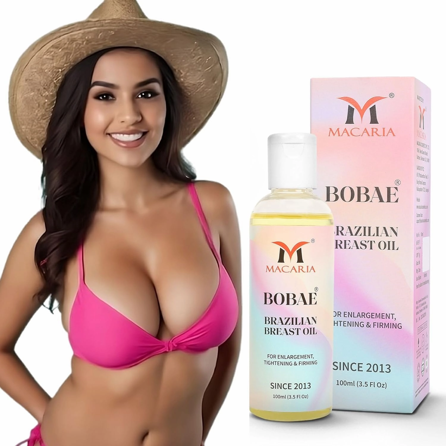 MACARIA Bobae Brazilian breast Oil firming | Bust Tightening Shape & Size up Toning Massage Oil Quick Fast Breast Enhancement Gel bigger Brazilian Boobs Women enlargement Oil for quick larger growth