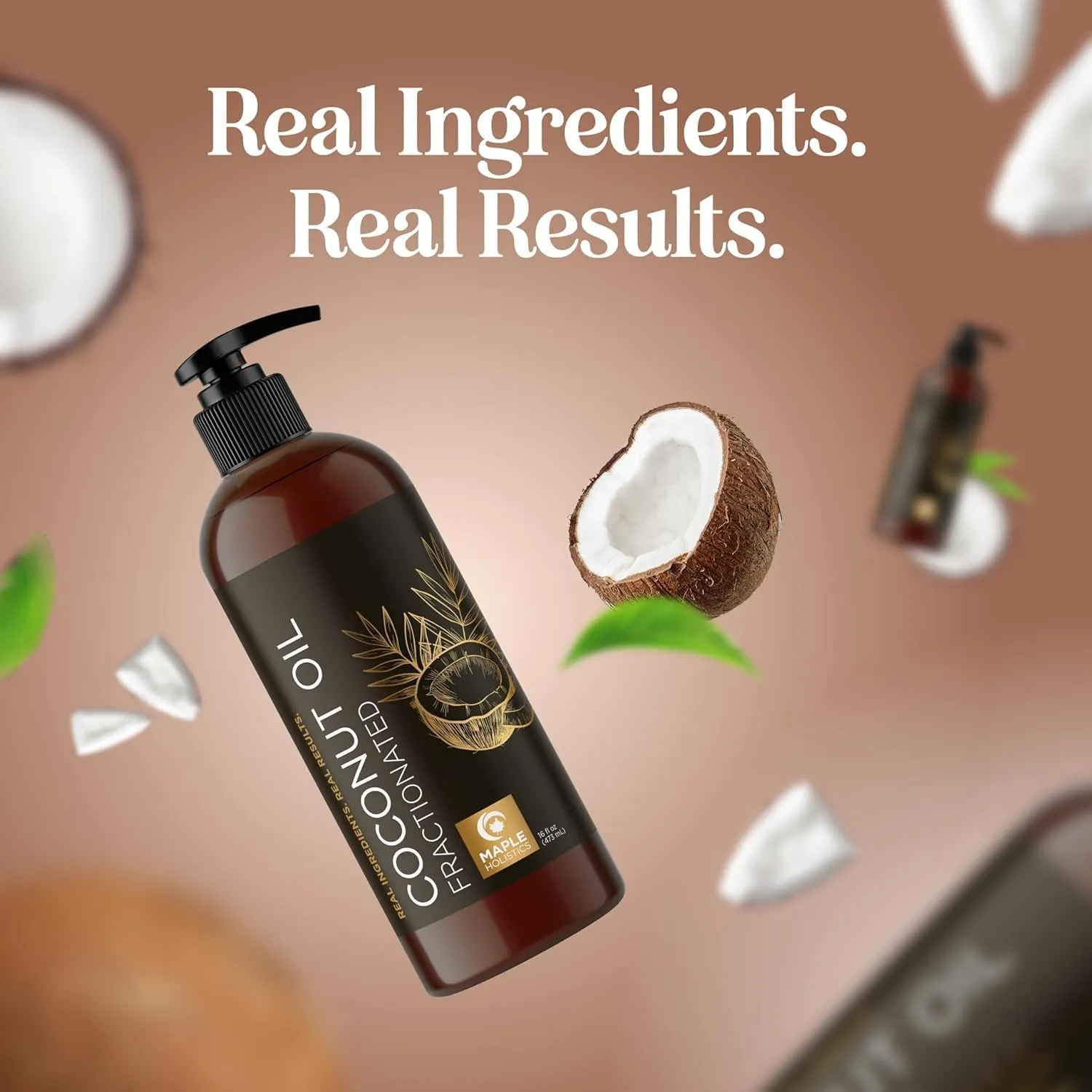 Maple Holistics Pure Fractionated Coconut Oil - 16 Fl Oz Liquid Moisturizer for Hair, Skin, Nails, Essential Oil Mixing, and Massages