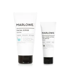 MARLOWE. Face Care Set – SPF 50 Facial Lotion & Exfoliating Scrub – Lightweight, Hydrating & Refreshing with Natural Extracts