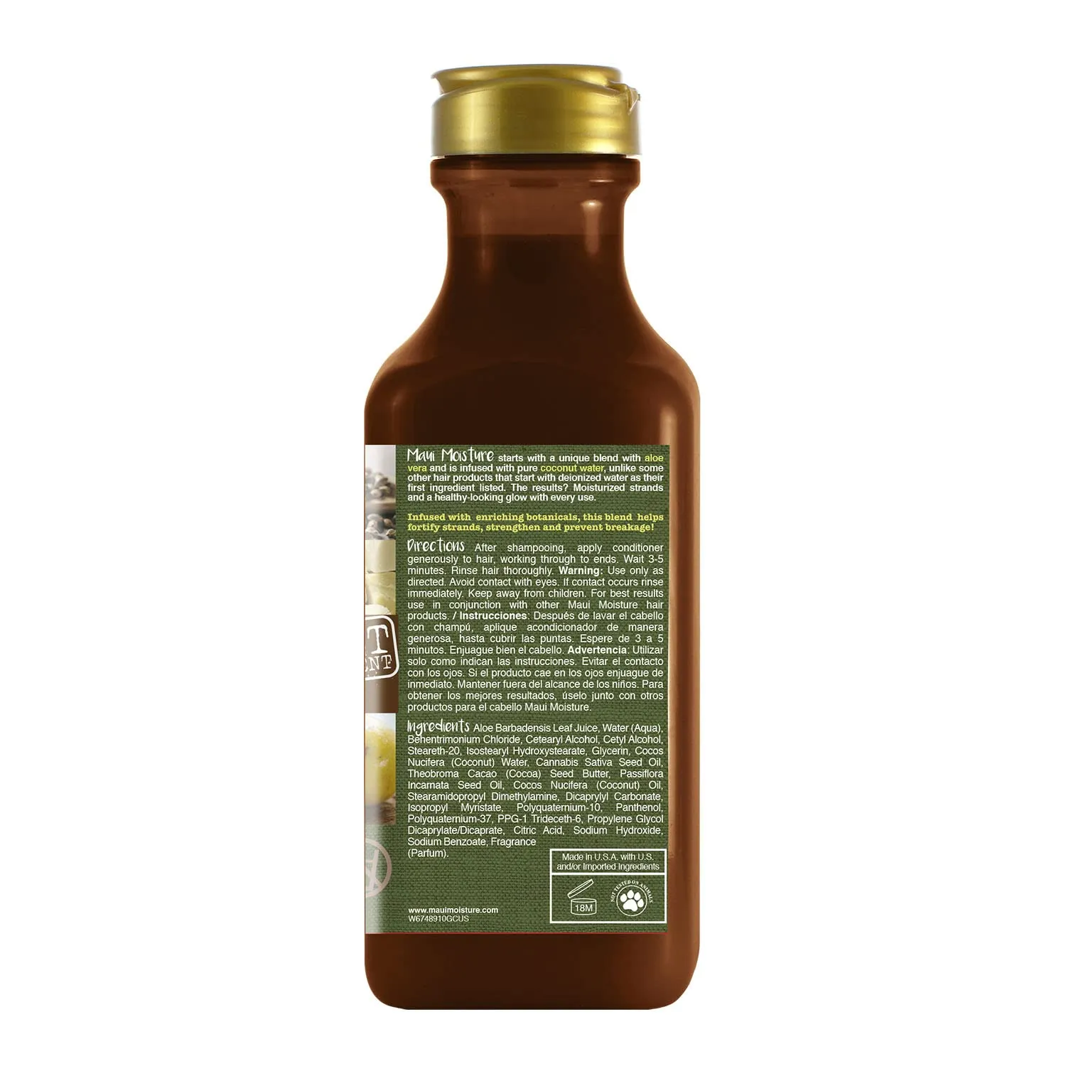 Maui Moisture Fortifying   Hemp Seed Oil Hydrating Vegan Conditioner for Dry Hair SiliconeFree SulfateFree Surfactant Aloe Conditioner to Strengthen Weak or Brittle Hair, 13 Fl Oz