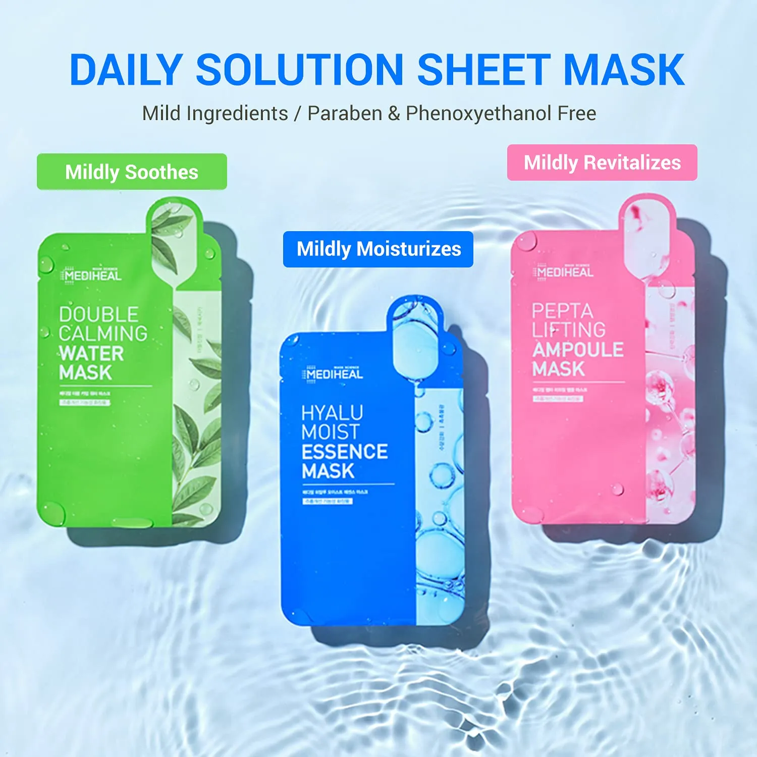 Mediheal Pepta Lifting Ampoule Mask, Pack of 15 - Peptides and Collagen Lifting Facial Mask Sheet, Revitalizing and Firming Stressed Skin, Silky Smooth Cellulose Sheet