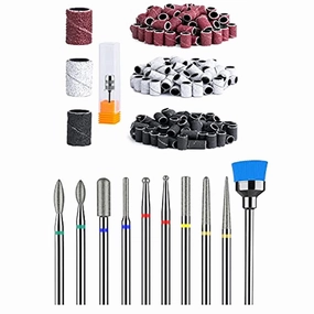 MelodySusie 300 Pcs Professional Sanding Bands with Mandrel for Nail Drill, 80 Coarse, 120 Medium, 180 Fine Grit EFile Sand Piece Nail Drill Bits Set for Acrylic Nails Manicures and Pedicures