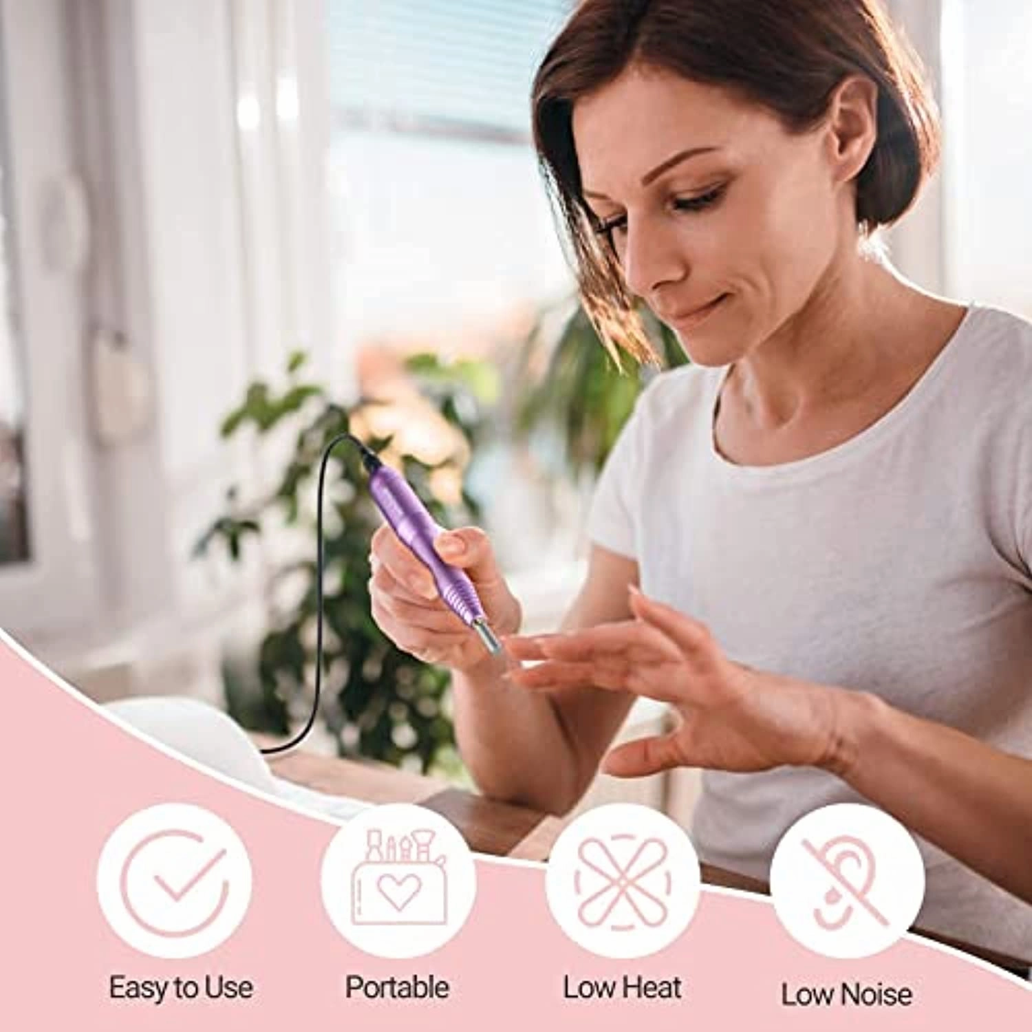 MelodySusie Portable Electric Nail Drill with Acrylic Nail Clipper, Compact Efile Electrical Professional Nail File Kit for Acrylic, Gel Nails, Manicure Pedicure Polishing Shape Tools Design for Home