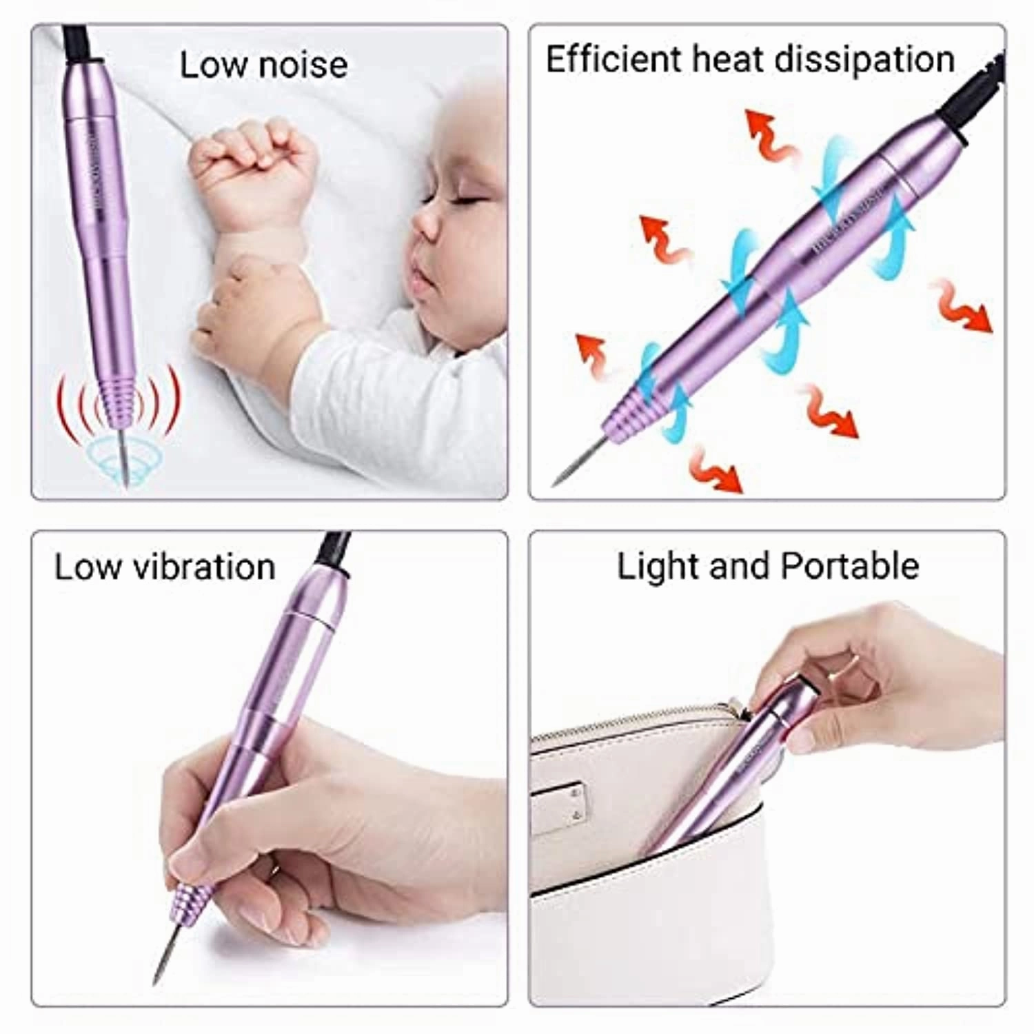 MelodySusie Portable Electric Nail Drill with Acrylic Nail Clipper, Compact Efile Electrical Professional Nail File Kit for Acrylic, Gel Nails, Manicure Pedicure Polishing Shape Tools Design for Home